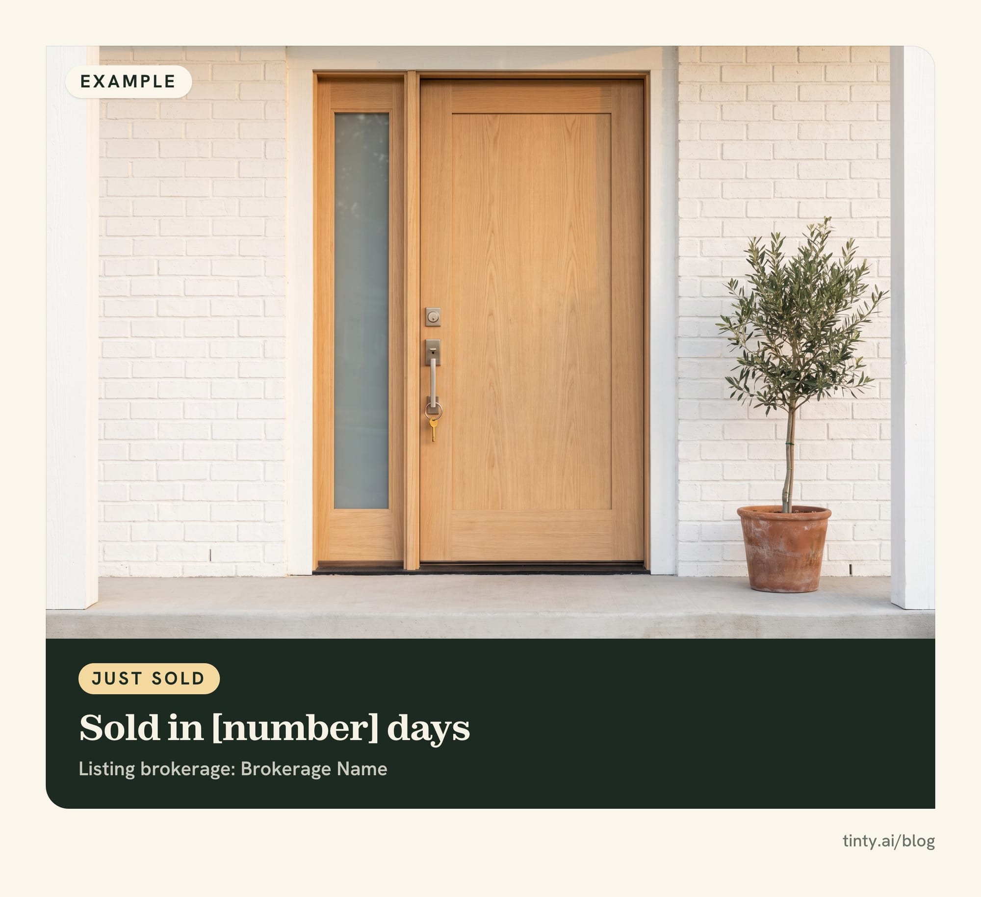 Example just sold social media post with the days on market and the listing brokerage name