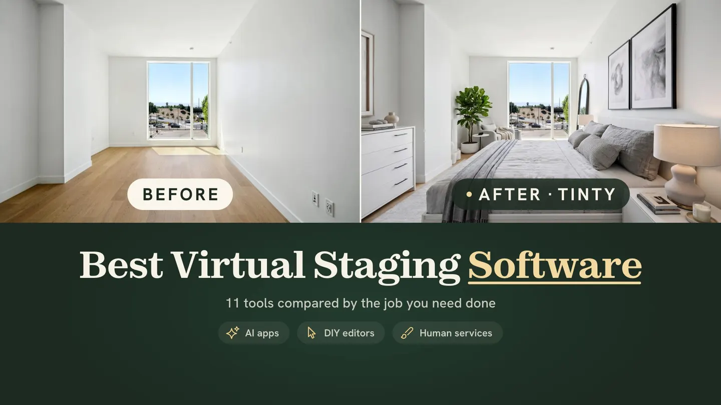 Best virtual staging software: an empty bedroom before and after virtual staging with TINTY
