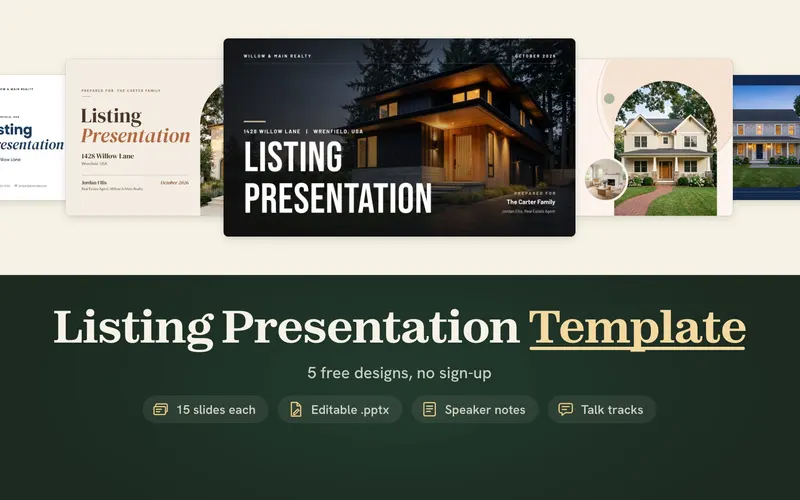 Listing Presentation Template: 5 Free Designs, No Sign-Up (2026)