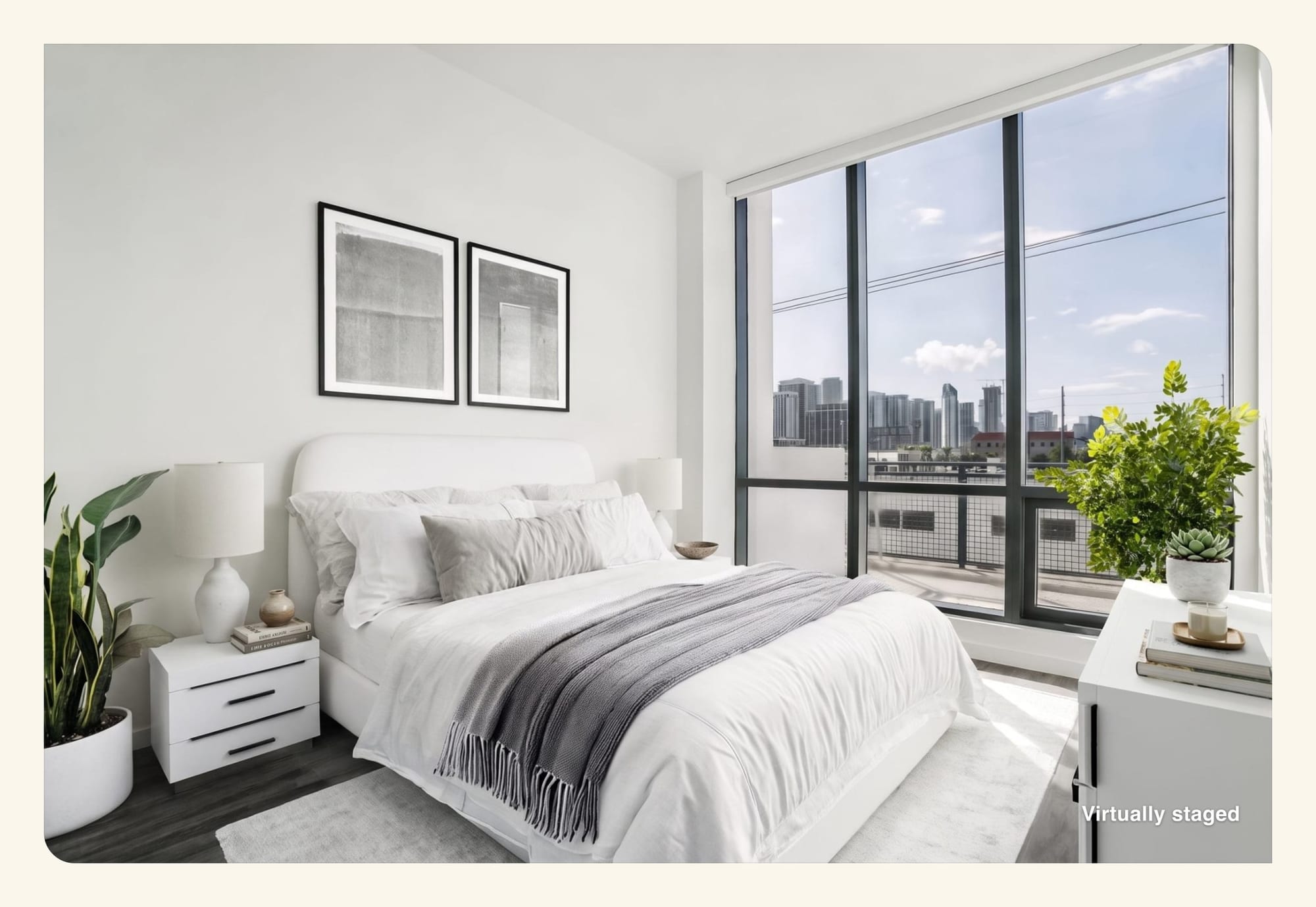 Bedroom virtually staged with TINTY, with the optional Virtually staged label in the bottom-right corner of the photo